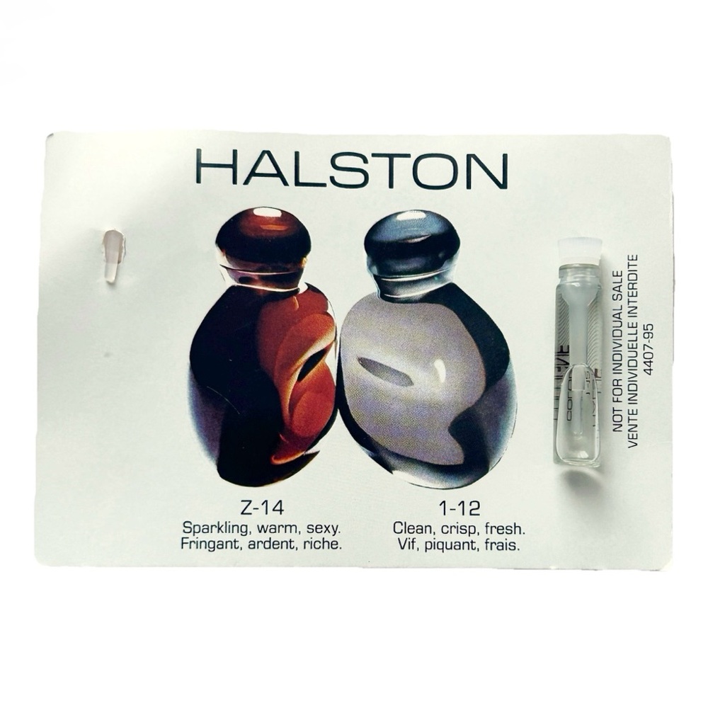 Vintage 1970s Halston Eau de Cologne Set Of 2 Men Women Mini Sample Vials 1-12